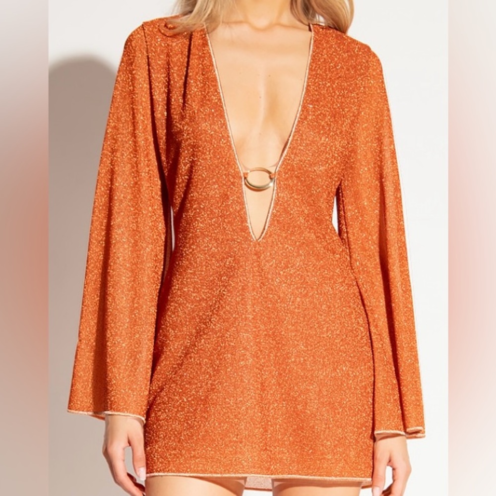 Oseree Orange Lurex Dress